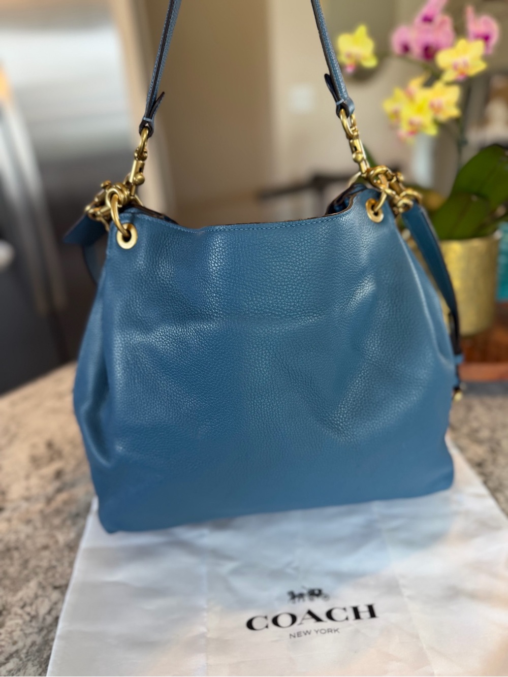 Coach Tabby Hobo Bag - Lake Blue Polished Pebbled Leather (Style 78207) EUC - Picture 2 of 14
